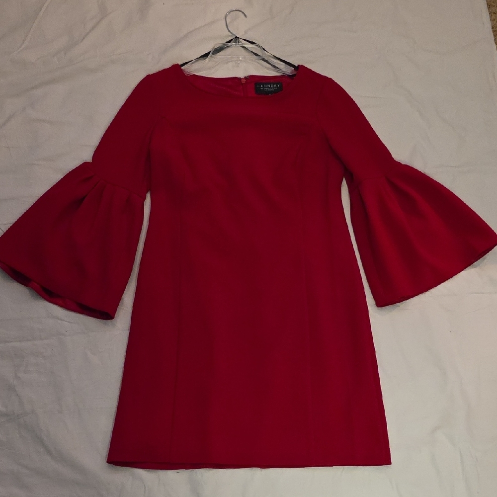 Tahari Vibrant Red Long Sleeve Dress